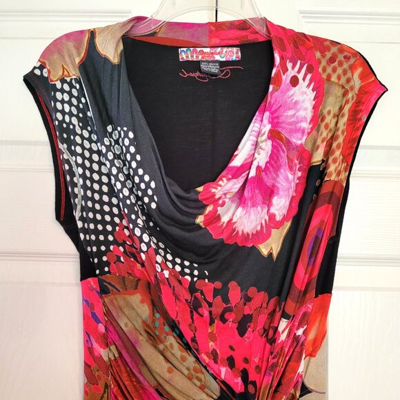 Desigual Azucena Floral Draped Cap Sleeve Ruched Dress - Picture 4 of 8